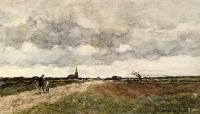 Weissenbruch, Jan Hendrik - Figures On A Country Road A Church In The Distance